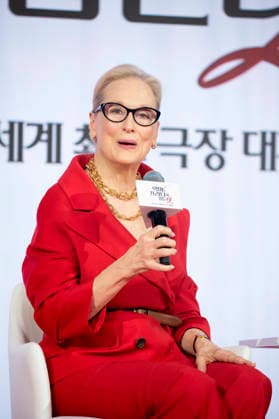 Meryl Streep, Apr 8, 2026 : Actress Meryl Streep at a press conference for the comedy drama film The Devil Wears Prada 2 in Seoul, South Korea.  aflo_326275106
