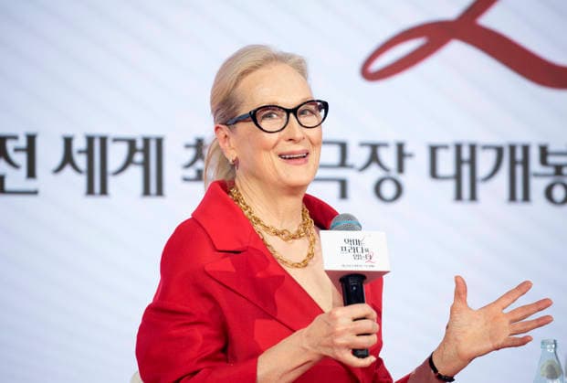 Meryl Streep, Apr 8, 2026 : Actress Meryl Streep at a press conference for the comedy drama film The Devil Wears Prada 2 in Seoul, South Korea.  aflo_326275219