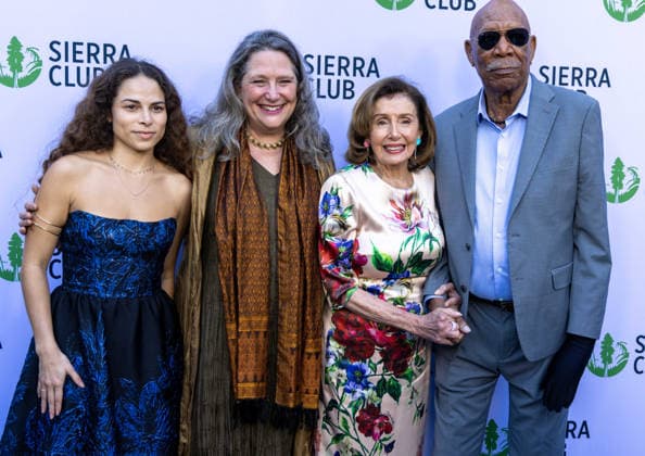 April 8, 2026, Los Angeles, California, USA: American, Gen Z eco-activist SAGE LENIER, 25; Executive Director of Sierra Club LAUREN BLACKFORD; Movie Star MORGAN FREEMAN, 88, and Former Speaker of the House NANCY PELOSI, 86, pose together on the Red Carpet at the Skirball Cultural Center in Los Angeles, California before the Sierra Club TrailblazerÃ¢â‚¬â ¢s Ball. LENIER will receive the SierraÃ¢â‚¬â ¢s ClubÃ¢â‚¬â ¢s Trail Blazer Award, PELOSI the Lifetime Achievement Award and FREEMAN the Visionary Award. Los Angeles USA  - ZUMAk144 20260408_znp_k144_050 Copyright: xAmyxKatzx