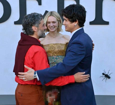 Cast members Oscar Isaac, Carey Mulligan and Charles Melton (L-R) attend Netflix s dark comedy TV series Beef at the Egyptian Theatre in the Hollywood section of Los Angeles on Wednesday, April 8, 2026. Storyline: Road rage ensues after a parking-lot incident, resulting in a bitter feud between the two antagonists. The vendetta between them and the lengths they ll go to in order to wreak revenge on each other spirals out of control, jeopardizing everything and everyone in their lives.  LAP2026040814 JIMxRUYMEN