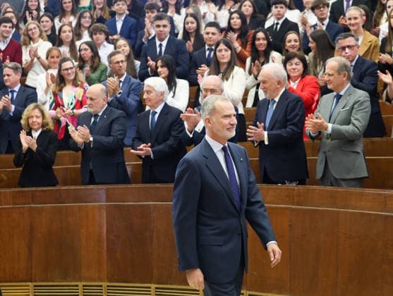 The King defends international law against the use of force before university students King Felipe VI presides over the commemoration of the 60th anniversary of the International Covenant on Civil and Political Rights and the International Covenant on Economic, Social and Cultural Rights, at the Faculty of Law of the Complutense University, April 9, 2026, in Madrid Spain The two covenants were adopted by the United Nations General Assembly on December 16, 1966 and entered into force on January 3, 1976 Together with the Universal Declaration of Human Rights, they comprise what jurists consider the International Bill of Human Rights 09 APRIL 2026 Marta Ferná Madrid Madrid Madrid Spain  Copyright: xMartaxFernandezx 7425691