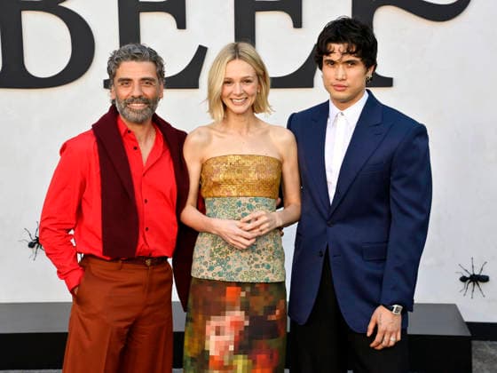 Cast members Oscar Isaac, Carey Mulligan and Charles Melton (L-R) attend Netflix s dark comedy TV series Beef at the Egyptian Theatre in the Hollywood section of Los Angeles on Wednesday, April 8, 2026. Storyline: Road rage ensues after a parking-lot incident, resulting in a bitter feud between the two antagonists. The vendetta between them and the lengths they ll go to in order to wreak revenge on each other spirals out of control, jeopardizing everything and everyone in their lives. Quality Repeat LAP2026040907 JIMxRUYMEN