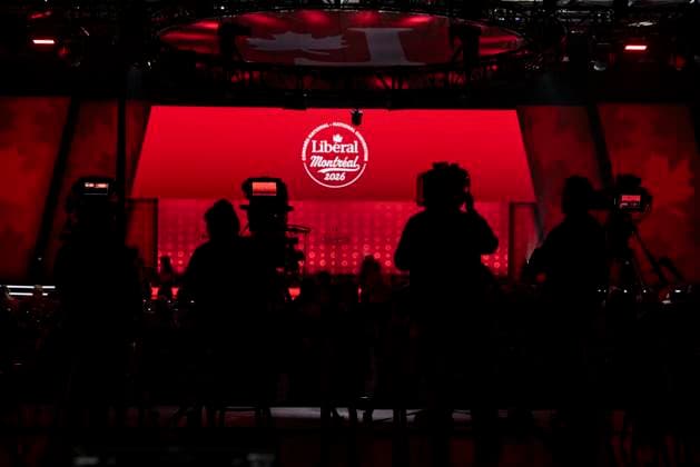 April 9, 2026, Montreal, Pq, CANADA: Television cameras are set up at the main stage of the Liberal Convention in Montreal on Thursday, April 9, 2026. Montreal CANADA  - ZUMAc35_ 20260409_zaf_c35_049 Copyright: xChristinnexMuschix