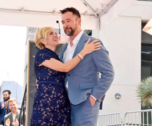 American actor, director and writer Noah Wyle is joined his wife Sara Wells during an unveiling ceremony honoring him with the 2,840th star on the Hollywood Walk of Fame in Los Angeles on Thursday, April 9, 2026.  LAP20260409921 JIMxRUYMEN