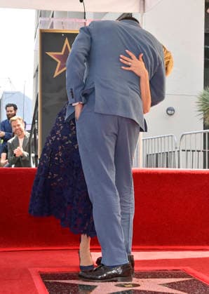 American actor, director and writer Noah Wyle is joined his wife Sara Wells during an unveiling ceremony honoring him with the 2,840th star on the Hollywood Walk of Fame in Los Angeles on Thursday, April 9, 2026.  LAP20260409920 JIMxRUYMEN