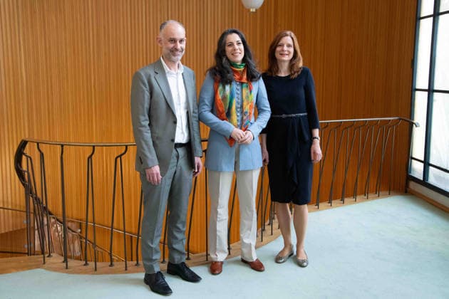 von links: Sebastian KOENIG, König, Manager WDR Sinfonieorchester, Marie JACQUOT, Musikerin, Chefdirigentin WDR Sinfonieorchester, Dr. Katrin VERNAU, Intendantin des WDR; Pressekonferenz anlaesslich der Vorstellung der neuen Chefdirigentin des WDR Sinfonieorchesters, beim WDR in Koeln am 10.04.2026,
