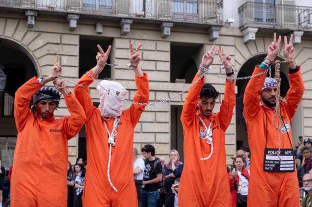 April 10, 2026, Turin, Piedmont, Italy: On Friday, April 10, 2026, the Turin for Gaza movement organized a demonstration against the introduction of the death penalty in Israel. The law introduces the death penalty for Palestinian prisoners convicted of terrorism, without the possibility of appealing for clemency. Turin Italy - ZUMAs377 20260410_znp_s377_011 Copyright: xPietroxStariccox