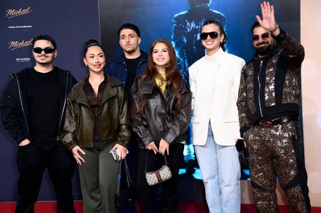 Asal Movafegh, Zah1de (Zahide Kayaci) und Yarem Kayaci mit Gästen bei der Premiere des Kinofilms Michael in der Uber Eats Music Hall. Berlin, 10.04.2026