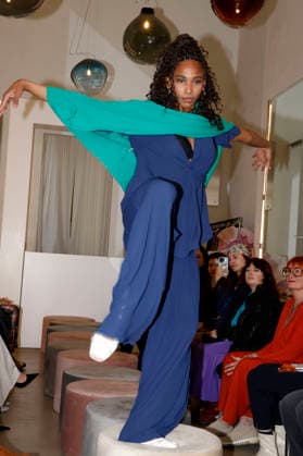 Debora Goulart bei der Anja Gockel Fashion Show Frisches für die Sinne im Showroom Paris 44 by Anja Gockel. Berlin, 10.04.2026