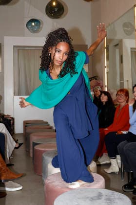 Debora Goulart bei der Anja Gockel Fashion Show Frisches für die Sinne im Showroom Paris 44 by Anja Gockel. Berlin, 10.04.2026