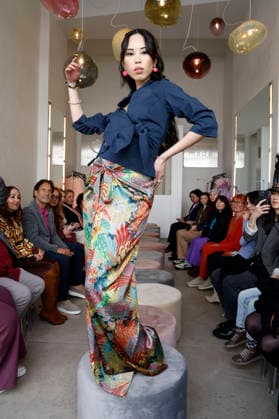 Miho Shiratori bei der Anja Gockel Fashion Show Frisches für die Sinne im Showroom Paris 44 by Anja Gockel. Berlin, 10.04.2026