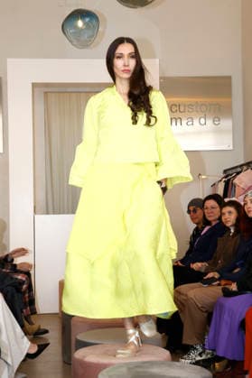 Lia Kemendi bei der Anja Gockel Fashion Show Frisches für die Sinne im Showroom Paris 44 by Anja Gockel. Berlin, 10.04.2026