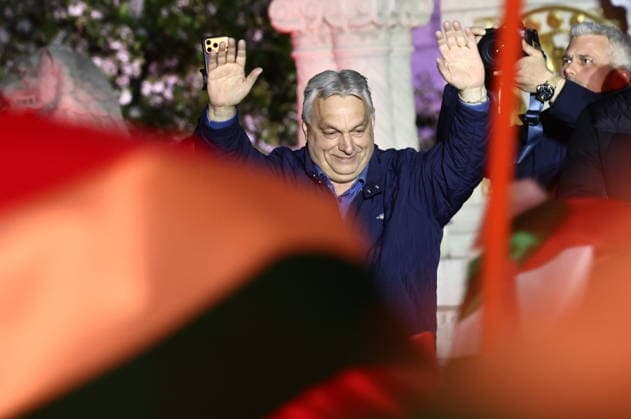 Viktor Orban holds rally ahead of Hungary elections BUDAPEST, HUNGARY - APRIL 11: Hungarian Prime Minister Viktor Orban greets supporters during his campaign closing rally at Buda Castle, on the eve of the general election in Budapest, Hungary on April 11, 2026. Jakub Porzycki Anadolu Budapest Hungary. Editorial use only. Please get in touch for any other usage.  Copyright: x2026xAnadoluxJakubxPorzyckix