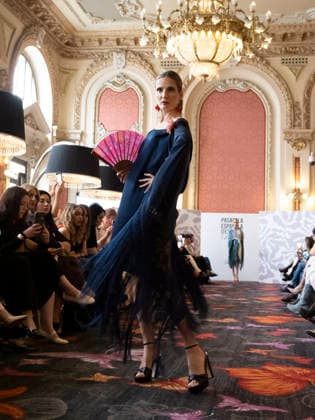 April 11, 2026, Madrid, Madrid, Spain: MADRID, SPAIN - APRIL 11: A model showcases a creation by MANUELA MASAGO during the Pasarela EspaoÂ±ola LimeLife at Casino Gran Via on April 11, 2026 in Madrid, Spain. Madrid Spain  - ZUMAh199 20260411_zip_h199_015 Copyright: xAaronxHerediax