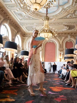 April 11, 2026, Madrid, Madrid, Spain: MADRID, SPAIN - APRIL 11: A model showcases a creation by MANUELA MASAGO during the Pasarela EspaoÂ±ola LimeLife at Casino Gran Via on April 11, 2026 in Madrid, Spain. Madrid Spain  - ZUMAh199 20260411_zip_h199_009 Copyright: xAaronxHerediax