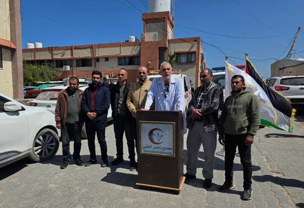 The administration of Nasser Medical Complex in Khan Younis, southern Gaza Strip, held a press conference during which they discussed the catastrophic consequences of the shortage of oil and spare parts needed to operate the generators, The administration of Nasser Medical Complex in Khan Younis, southern Gaza Strip, held a press conference during which they discussed the catastrophic consequences of the shortage of oil and spare parts needed to operate the generators, and its impact on the health services provided. They warned of the danger to the lives of patients in the intensive and intermediate care units in the event of a power outage. Khan Younis, southern Gaza Strip, April 12, 2026. Photo by Tariq Mohammad APA Images Khan Yunis G Copyright: xapaimagesxTariqxMohammad xapaimagesx