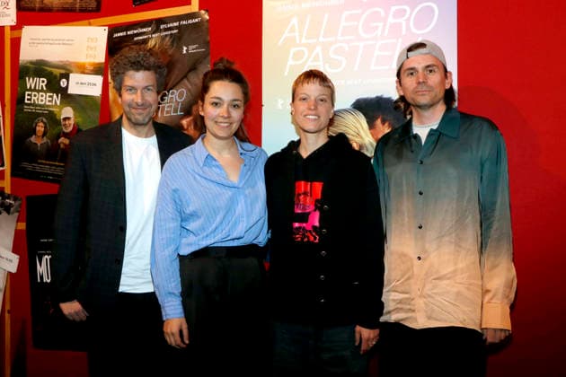 Allegro Pastell , Filmpremiere im Delphi Lux, Berlin, 12.04.2026 Produzent Tobias Walker, Regisseurin Anna Roller, Hauptdarstellerin Syl Faligant und Romanautor Leif Randt bei der Berlin Premiee von ALLEGRO PASTELL im Delphi LUX Kino in Berlin am 12.04.2025 Berlin Delphi Lux *** Allegro Pastell , film premiere at the Delphi Lux, Berlin, 12 04 2026 Producer Tobias Walker, director Anna Roller, leading actress Syl Faligant and novelist Leif Randt at the Berlin premiere of ALLEGRO PASTELL at the Delphi LUX cinema in Berlin on 12 04 2025 Berlin Delphi Lux Copyright: xAnitaxBuggex