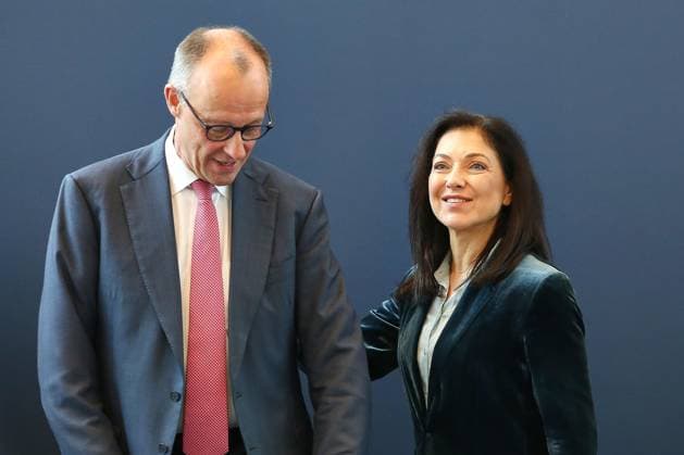 Berlin, Deutschland, 13.04.2026: Konrad-Adenauer-Haus: CDU-Bundesvorstandssitzung: Bundeskanzler Friedrich Merz (CDU) und Bundesministerin für Wirtschaft und Energie Katherina Reiche (CDU) *** Berlin, Germany, 13 04 2026 Konrad Adenauer Haus CDU Federal Executive Committee Meeting Federal Chancellor Friedrich Merz CDU and Federal Minister for Economic Affairs and Energy Katherina Reiche CDU Copyright: xdtsxNachrichtenagenturx dts_114779