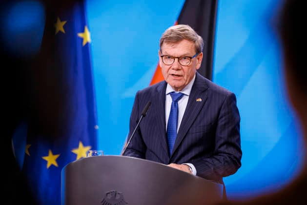 Johann Wadephul (CDU), Bundesaussenminister, bei einer Pressekonferenz. Berlin, 13.04.2026. Fotografiert im Auftrag des Auswaertigen Amtes Berlin Deutschland *** Johann Wadephul CDU , Federal Foreign Minister, at a press conference Berlin, 13 04 2026 Photographed on behalf of the Federal Foreign Office Berlin Germany Copyright: xThomasxImo AAx