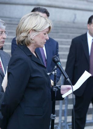 Martha Stewart Sentenced to 5 Months in Jail Jul 16, 2004; New York, NY, USA; MARTHA STEWART addresses the media after she was sentenced to five months & fined 0,000 today by a US District Court judge for lying to investigators about her sale of ImClone Systems stock in late 2001. Stewart will also have to serve 2 years probation with the first 5 months of that probation. New York NY USA Copyright: xNancyxKaszermanx