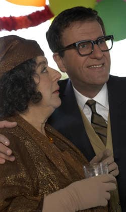 2004 - The Life and Death of Peter Sellers - Movie Set RELEASE DATE: October 2, 2004. MOVIE TITLE: The Life and Death of Peter Sellers. STUDIO: BBC Films. PLOT: The feature adaptation of Roger Lewis book about the actor best remembered as Inspector Clouseau in the Pink Panther movies. PICTURED: MIRIAM MARGOLYES as Peg Sellers and GEOFFREY RUSH as Peter Sellers. London England UK Copyright: xBBCxFilmsx