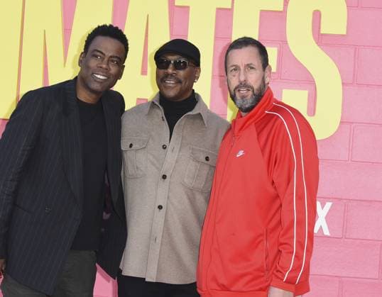 Chris Rock, Eddie Murphy, Adam Sandler at arrivals for ROOMMATES Premiere, The Egyptian Theatre Hollywood, Los Angeles, CA, April 13, 2026. Photo By: Elizabeth Goodenough Everett Collection ROOMMATES Premiere PUBLICATIONXNOTxINxCANxCHNxFRAxITAxJPNxNORxPOLxRUSxESPxUKxUSA