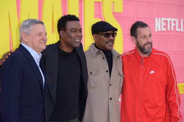 Roommates Premiere - Los Angeles, USA LOS ANGELES, USA. April 13, 2026: Ted Sarandos, Chris Rock, Eddie Murphy & Adam Sandler at the premiere for Roommates at the Egyptian Theatre. Los Angeles CA USA  Copyright: xPaulxSmith Featureflashx