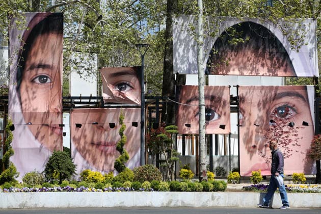 Exhibition in Tehran highlights children lost in Minab attack TEHRAN, IRAN - APRIL 14: Photographs displayed in Tajrish Square place particular focus on the eyes of children who lost their lives in the Minab attack, as part of the Eyes of Minab exhibition organized to commemorate the victims in Tehran, capital of Iran, on April 14, 2026. Fatemeh Bahrami Anadolu Tehran Iran. Editorial use only. Please get in touch for any other usage.  Copyright: x2026xAnadoluxFatemehxBahramix