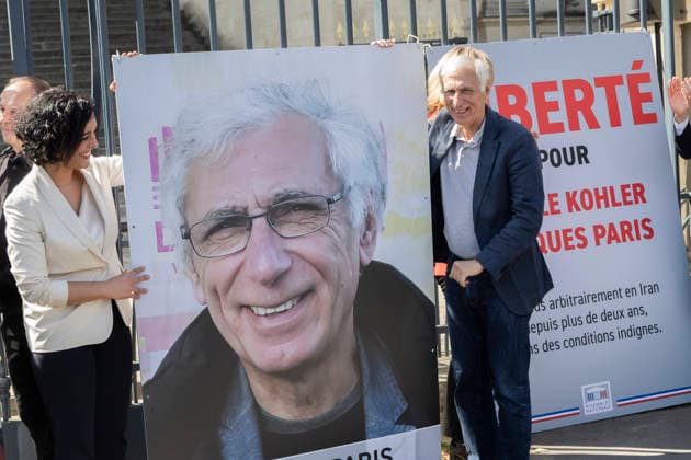 Paris, France le 14 Avril, 2026 - Ceremonie de decrochage des portraits de Cecile Kohler et Jacques Paris devant l Assemblee nationale - Jacques Paris POLITIQUE, ASSEMBLEE NATIONALE, OTAGES, IRAN, LIBERATION, LIBERTE  Copyright: xVincentxIsorex