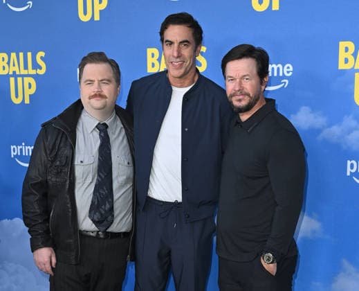 Amazon MGM Studios™s ˜Balls Up™ Premiere Paul Walter Hauser, Sacha Baron Cohen and Mark Wahlberg arriving at Amazon MGM Studios™s Balls Up? premiere held at the Harmony Gold Theatre on April 14, 2026 in Los Angeles, CA. Los Angeles Harmony Gold Theatre California USA Copyright: xLeexWattx xAFF-USA.COMx