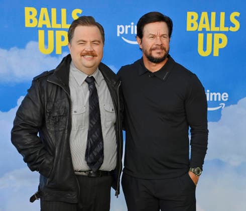 Cast members Paul Walter Hauser (L) and Mark Wohlberg attend the premiere of the motion picture sports comedy Balls Up at the Harmony Gold Theater in Los Angeles on Tuesday, April 14, 2026. Storyline: Two marketers pitch a bold new condom World Cup sponsorship. After a booze-fueled scandal, they must outrun chaos to survive.  LAP2026041427 JIMxRUYMEN