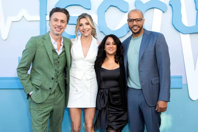 Zach Braff, Sarah Chalke, Aseem Batra und Donald Faison beim Emmy FYC X Finale Event zur ABC-Serie Scrubs im Television Academy s Wolf Theatre. Los Angeles, 14.04.2026 *** Zach Braff, Sarah Chalke, Aseem Batra and Donald Faison at the Emmy FYC X finale event for the ABC series Scrubs at the Television Academy s Wolf Theatre Los Angeles, 14 04 2026 Foto:xC.xVanxWagonerx xFuturexImagex scrubs_6134