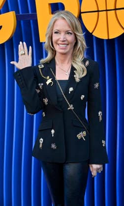 Jeanie Buss attends the premiere of Netflix s Season 2 TV series sport comedy Running Point at the Egyptian Theatre in the Hollywood section of Los Angeles on Wednesday, April 15, 2026..Storyline: Isla Gordon, overlooked her whole life, is appointed President of the LA Waves basketball team, a family business, when her brother enters rehab. She aims to prove she is the right choice despite skepticism.  LAP2026041541 JIMxRUYMEN