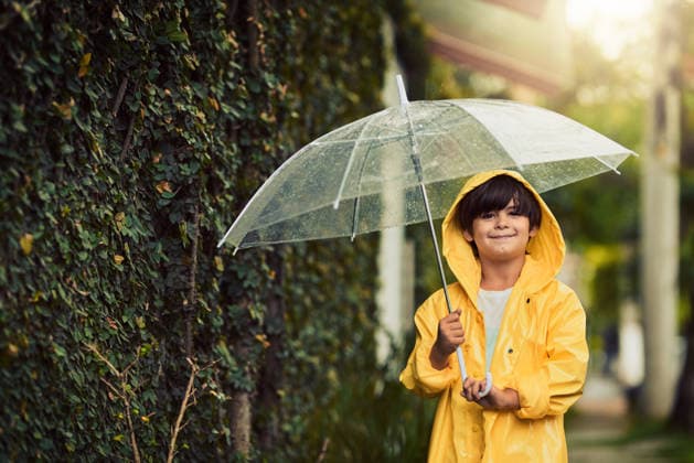 Cropped shot of an adorable little boy in the rain outside. (License=RF) ,model released, Symbolfoto  Copyright: xZoonar.com YiurixArcursxpeopleimages.comx 18480133 ,model released, Symbolfoto ,property released