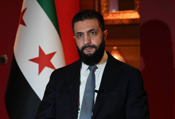 President of Syria Ahmed al-Sharaa gives interview in Antalya ANTALYA, TURKIYE - APRIL 16: President of Syria Ahmed al-Sharaa is seen during an exclusive interview within Antalya Diplomacy Forum, will be held under the theme of Mapping Tomorrow, Managing Uncertainties on 17-19 April, in Antalya, Turkiye on April 16, 2026. Berkan Cetin Anadolu Antalya Turkey. Editorial use only. Please get in touch for any other usage.  Copyright: x2026xAnadoluxBerkanxCetinx