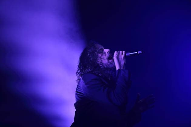 Christian Schottstädt von der Band Forced To Mode bei einem Konzert in der Columbiahalle in Berlin, 16. April 2026. Forced To Mode Konzert Berlin