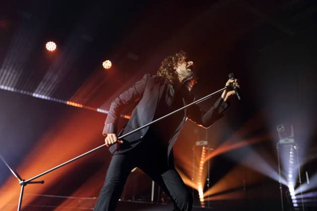 Christian Schottstädt von der Band Forced To Mode bei einem Konzert in der Columbiahalle in Berlin, 16. April 2026. Forced To Mode Konzert Berlin