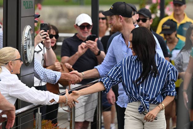 HARRY AND MEGHAN AUSTRALIA VISIT, Prince Harry and Meghan, the Duke and Duchess of Sussex at the Cruising Yacht Club of Australia after sailing on Sydney Harbour with Invictus Australia during a visit to Australia, Sydney, Friday, April 17, 2026. ( NO ARCHIVING SYDNEY NEW SOUTH WALES AUSTRALIA  Copyright: xDEANxLEWINSx 20260417123672043173