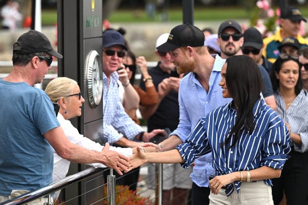 HARRY AND MEGHAN AUSTRALIA VISIT, Prince Harry and Meghan, the Duke and Duchess of Sussex at the Cruising Yacht Club of Australia after sailing on Sydney Harbour with Invictus Australia during a visit to Australia, Sydney, Friday, April 17, 2026. ( NO ARCHIVING SYDNEY NEW SOUTH WALES AUSTRALIA  Copyright: xDEANxLEWINSx 20260417150327474835