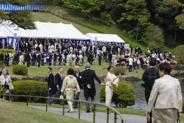 Japanese imperial garden party A spring imperial garden party is held at the Akasaka Imperial Gardens in Tokyo on April 17, 2026, with Emperor Naruhito, Empress Masako and other imperial family members in attendance.  A14AA0005466598P