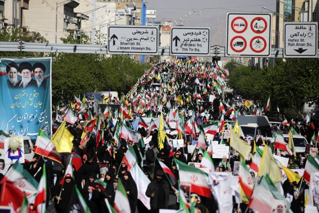 Women hold pro-government march on the National Army Day in Tehran TEHRAN, IRAN - APRIL 17: Women attend a pro-government march in support of the authorities on the occasion of National Army Day, starting from Imam Hossein Square in Tehran, Iran on April 17, 2026. During the march, some women were seen taking part in a military parade involving military vehicles and carrying weapons and rocket launchers. Fatemeh Bahrami Anadolu Tehran Iran. Editorial use only. Please get in touch for any other usage.  Copyright: x2026xAnadoluxFatemehxBahramix