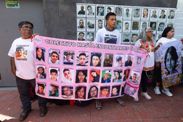 April 17, 2026, Mexico City, Mexico: Members of search collectives and families called a press conference to report more than one thousand findings of human remains and bone fragments during search efforts in the Tlahuac Chalco area, at the Center for Comprehensive Care for the Search of Persons in Mexico City. Mexico City Mexico  - ZUMAl178 20260417_znp_l178_006 Copyright: xCristianxLeyvax