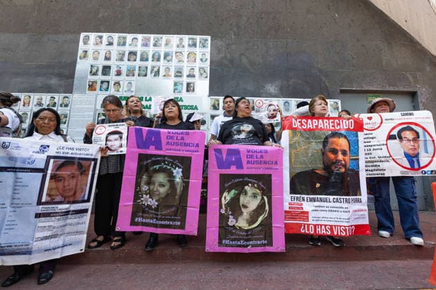 April 17, 2026, Mexico City, Mexico: Members of search collectives and families called a press conference to report more than one thousand findings of human remains and bone fragments during search efforts in the Tlahuac Chalco area, at the Center for Comprehensive Care for the Search of Persons in Mexico City. Mexico City Mexico  - ZUMAl178 20260417_znp_l178_009 Copyright: xCristianxLeyvax