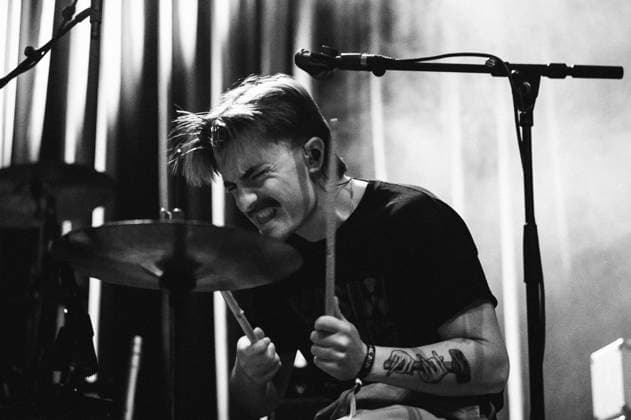 Konzert von GANS in Berlin Konzert der britischen Post-Punk-Band GANS am 17.04.2026 im Berliner Huxleys Neue Welt. Hier im Bild Iuan Woodman., Berlin Berlin Deutschland Neukölln