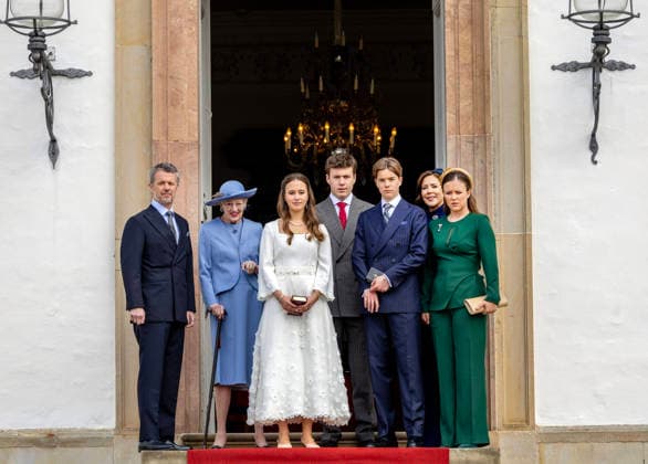 18-04-2026 Denmark Queen Margrethe and King Frederik and Queen Mary and Prince Christian and Princess Isabella attend the confirmation of Prince Vincent and Princess Josephine in Fredensborg Castle church in Denmark. Â  Copyright: xPPEx