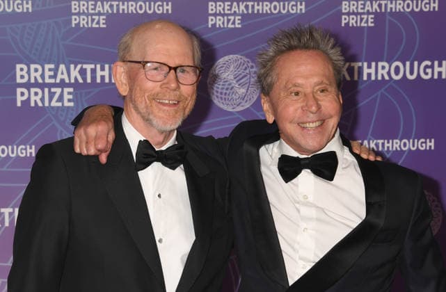 SANTA MONICA, CA - APRIL 18: Ron Howard and Brian Grazer at the 2026 Breakthrough Prize on April 18, 2026 at Barker Hangar in Santa Monica, California. Copyright: xJeffreyxMayer MediaPunchx