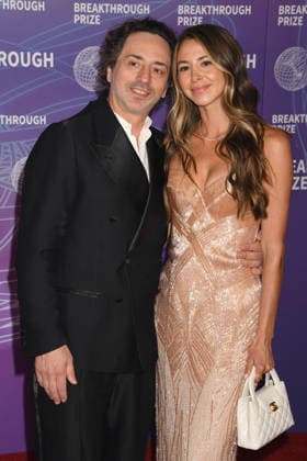 SANTA MONICA, CA - APRIL 18: Sergey Brin and Gerelyn Gilbert-Soto at the 2026 Breakthrough Prize on April 18, 2026 at Barker Hangar in Santa Monica, California. Copyright: xJeffreyxMayer MediaPunchx