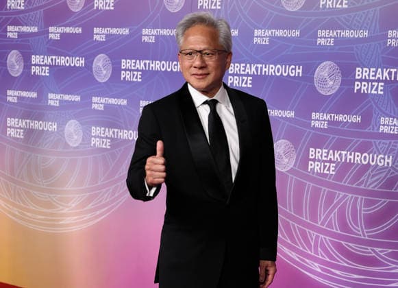 Breakthrough Prize Ceremony Red Carpet 2026 SANTA MONICA, CA - APRIL 18: President and CEO of NVIDIA Jensen Huang attends the 12th Annual Breakthrough Prize Awards and Ceremony at Barker Hangar in Santa Monica of Los Angeles, California, United States on April 18, 2026. Tayfun Coskun Anadolu California United States. Editorial use only. Please get in touch for any other usage.  Copyright: x2026xAnadoluxTayfunxCoskunx