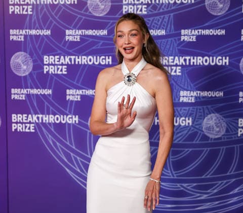 Breakthrough Prize Ceremony Red Carpet 2026 SANTA MONICA, CA - APRIL 18: Gigi Hadid attends the 12th Annual Breakthrough Prize Awards and Ceremony at Barker Hangar in Santa Monica of Los Angeles, California, United States on April 18, 2026. Tayfun Coskun Anadolu California United States. Editorial use only. Please get in touch for any other usage.  Copyright: x2026xAnadoluxTayfunxCoskunx