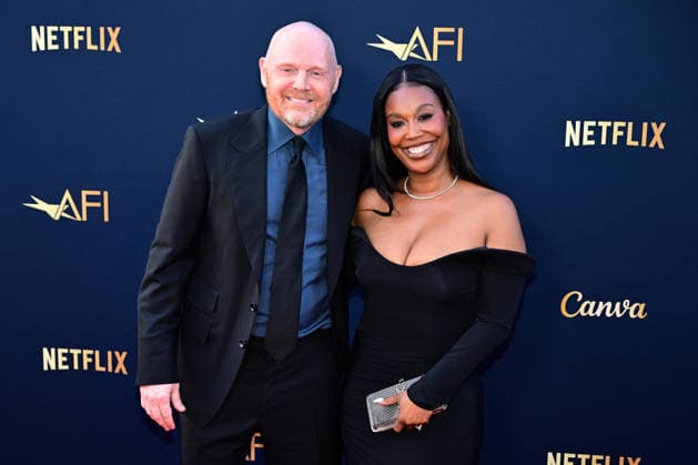 Bill Burr and his wife Mia Renee Hill attend the 51st American Film Institute (AFI) Life Achievement Award ceremony at The Dolby Theatre in the Hollywood section of Los Angeles on Saturday, April 18, 2026. Hollywood legends gathered Saturday at the gala tribute to Eddie Murphy in celebration of his five-decade career.  LAP2026041834 JOHNxMCCOY